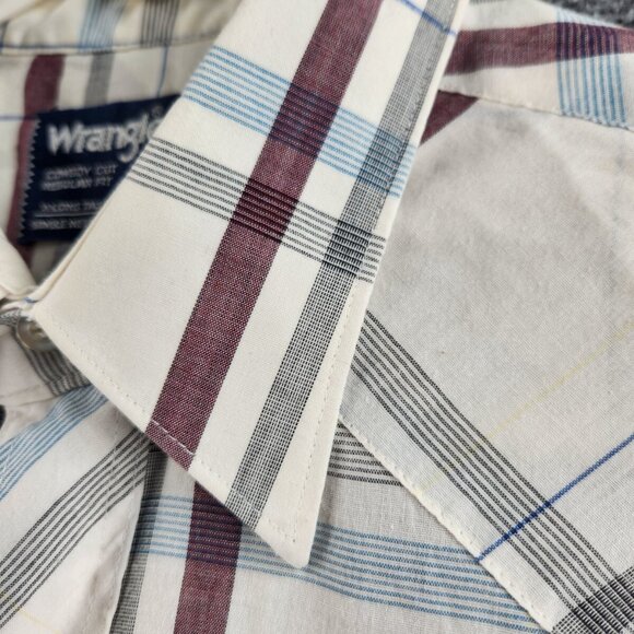 Wrangler Cowboy Cut Regular X-long Tails Single Needle Pearl Snap Plaid Shirt - Picture 9 of 16